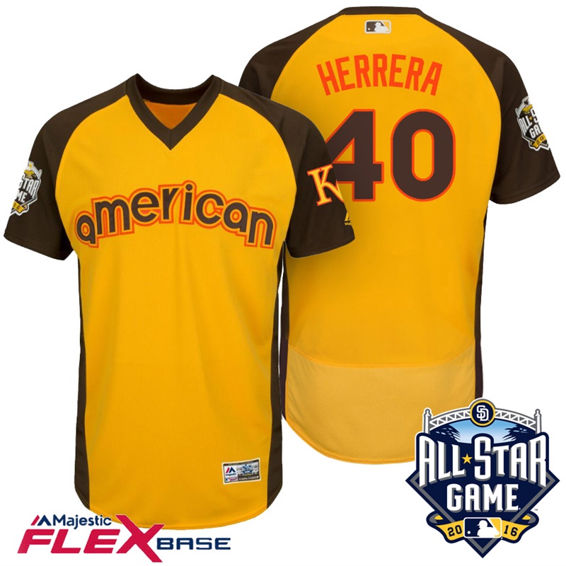 2016 MLB All-Star American Kansas City Royals Kelvin Herrera #40 Yellow Home Run Derby Flex Base Jersey