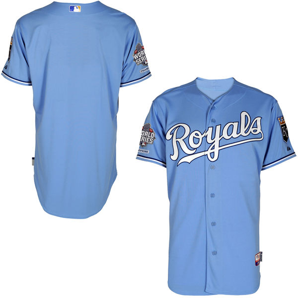 Kansas City Royals 2015 World Series Champions Patch Light Blue Authentic Cool Base Team Jersey