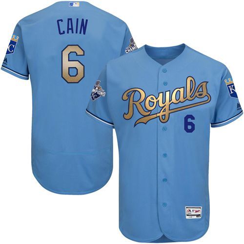 Kansas City Royals Lorenzo Cain #6 Royal World Series Champions Gold Program Flex Base Player Jersey