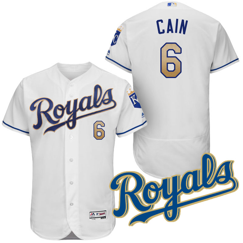 Kansas City Royals Lorenzo Cain #6 White 2017 Home Authentic Collection Flex Base Jersey