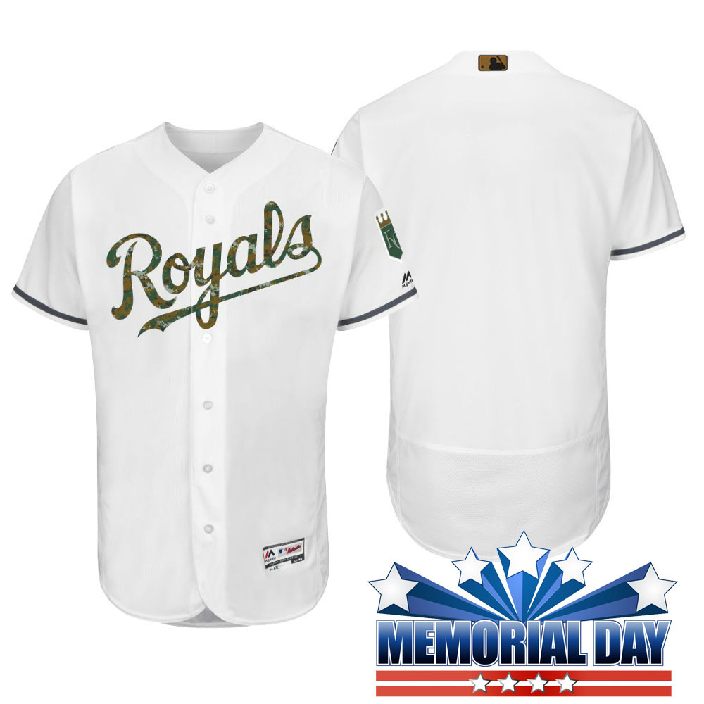 Kansas City Royals Memorial Day White Camo Flex Base Team Jersey