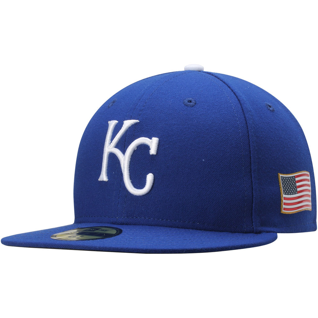 Kansas City Royals Royal On Field 9/11 Side Patch US Flag 59FIFTY Flex Hat