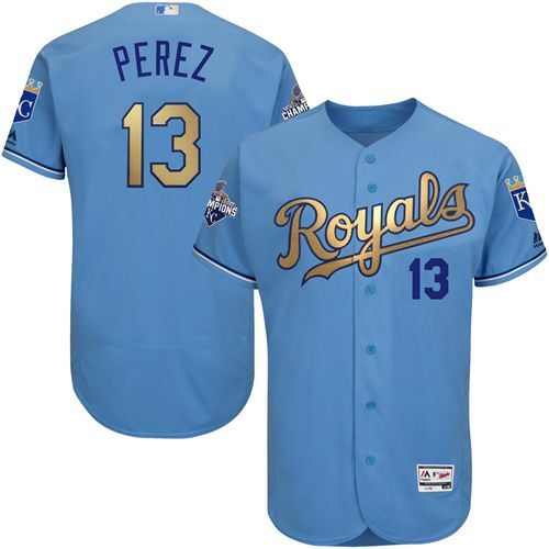 Kansas City Royals Salvador Perez #13 Royal World Series Champions Gold Program Flex Base Player Jersey