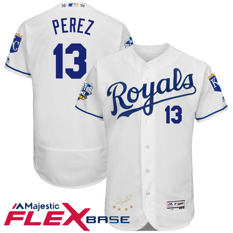 Kansas City Royals Salvador Perez #13 Majestic White 2016 MLB All-Star Game Signature Flex Base Jersey