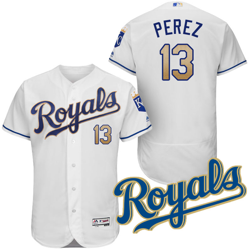 Kansas City Royals Salvador Perez #13 White 2017 Home Authentic Collection Flex Base Jersey