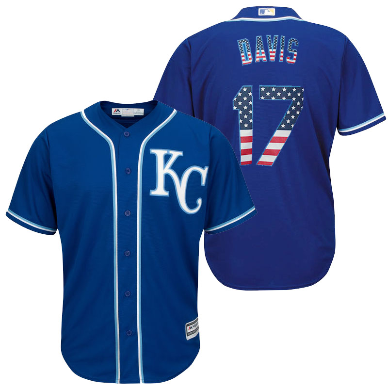 Kansas City Royals Wade Davis #17 Royal Stars and Stripes Cool Base Jersey