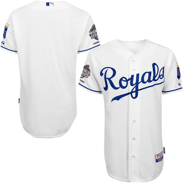 Kansas City Royals 2015 World Series Champions Patch White Authentic Cool Base Team Jersey