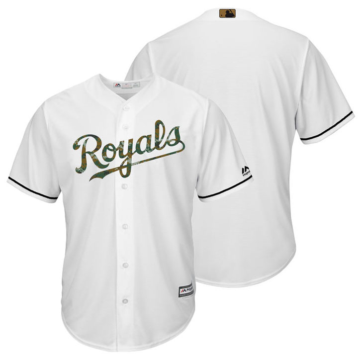 Kansas City Royals White Camo Fashion 2016 Memorial Day Cool Base Jersey