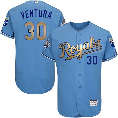 Kansas City Royals Yordano Ventura #30 Royal World Series Champions Gold Program Flex Base Player Jersey