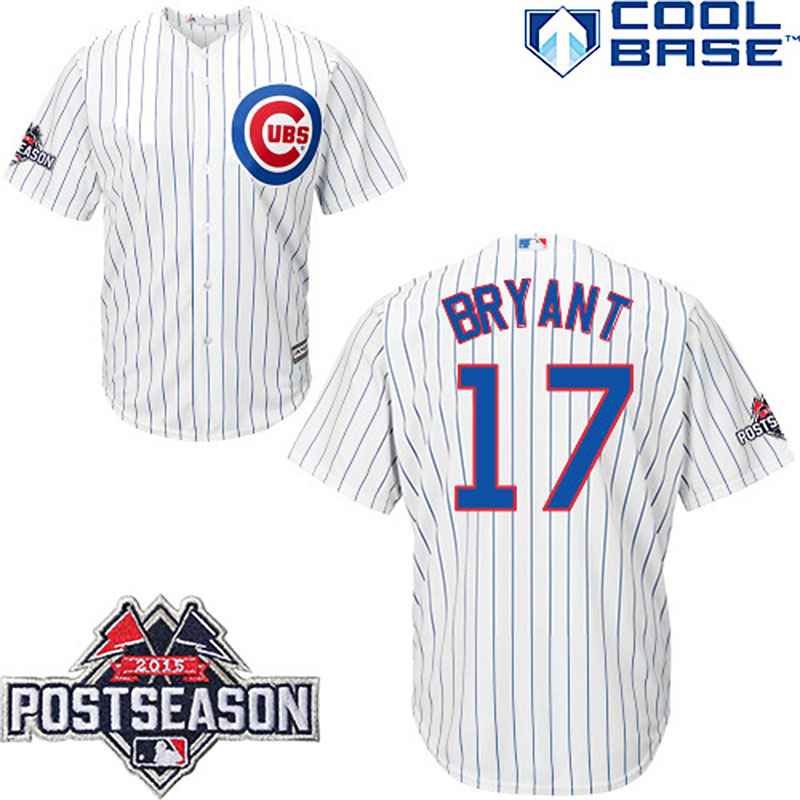 Chicago Cubs #17 Kris Bryant White Cool Base Home Jersey