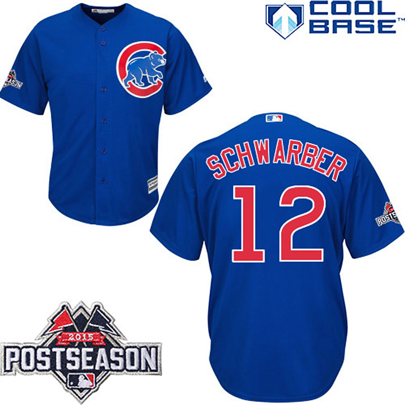 Chicago Cubs #12 Kyle Schwarber Blue Cool Base Alternate Jersey