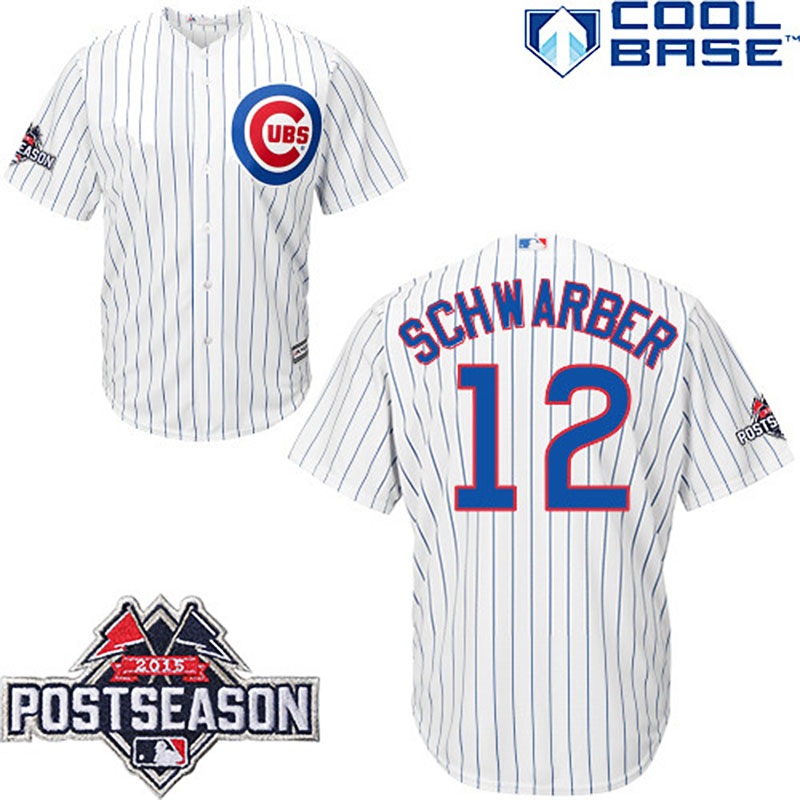 Chicago Cubs #12 Kyle Schwarber White Cool Base Home Jersey