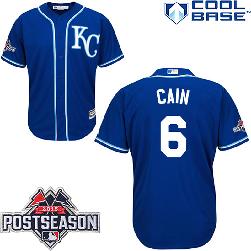 Kansas City Royals Lorenzo Cain Postseason Patch Navy Jersey