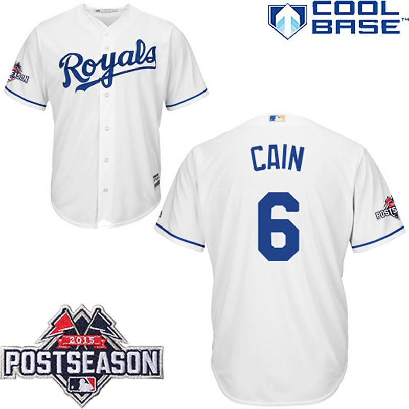 Kansas City Royals Lorenzo Cain Postseason Patch White Jersey