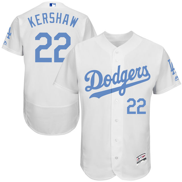 Los Angeles Dodgers #22 Clayton Kershaw Majestic White Fashion 2016 Father's Day Flex Base Jersey