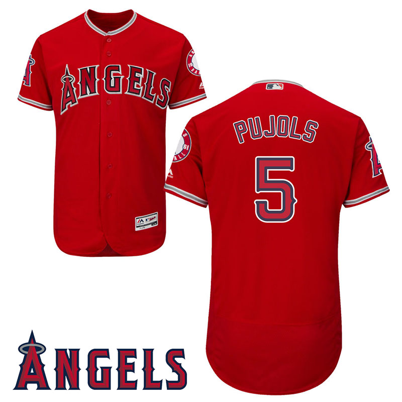 Los Angeles Angels #5 Albert Pujols Scarlet Alternate Flex Base Jersey