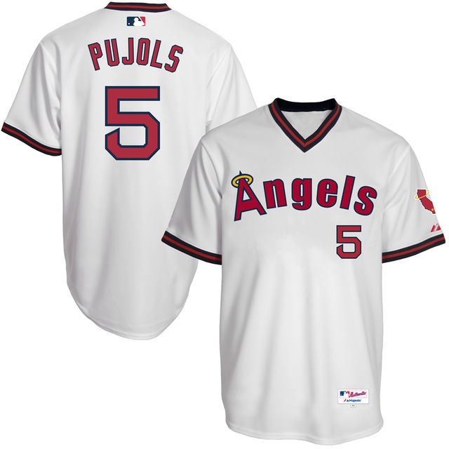 Los Angeles Angels Albert Pujols #5 Majestic White Authentic Turn Back the Clock Jersey