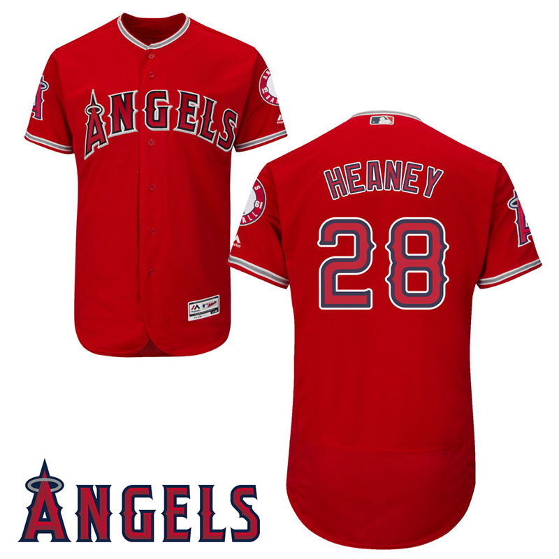 Los Angeles Angels #28 Andrew Heaney Scarlet Alternate Flex Base Jersey