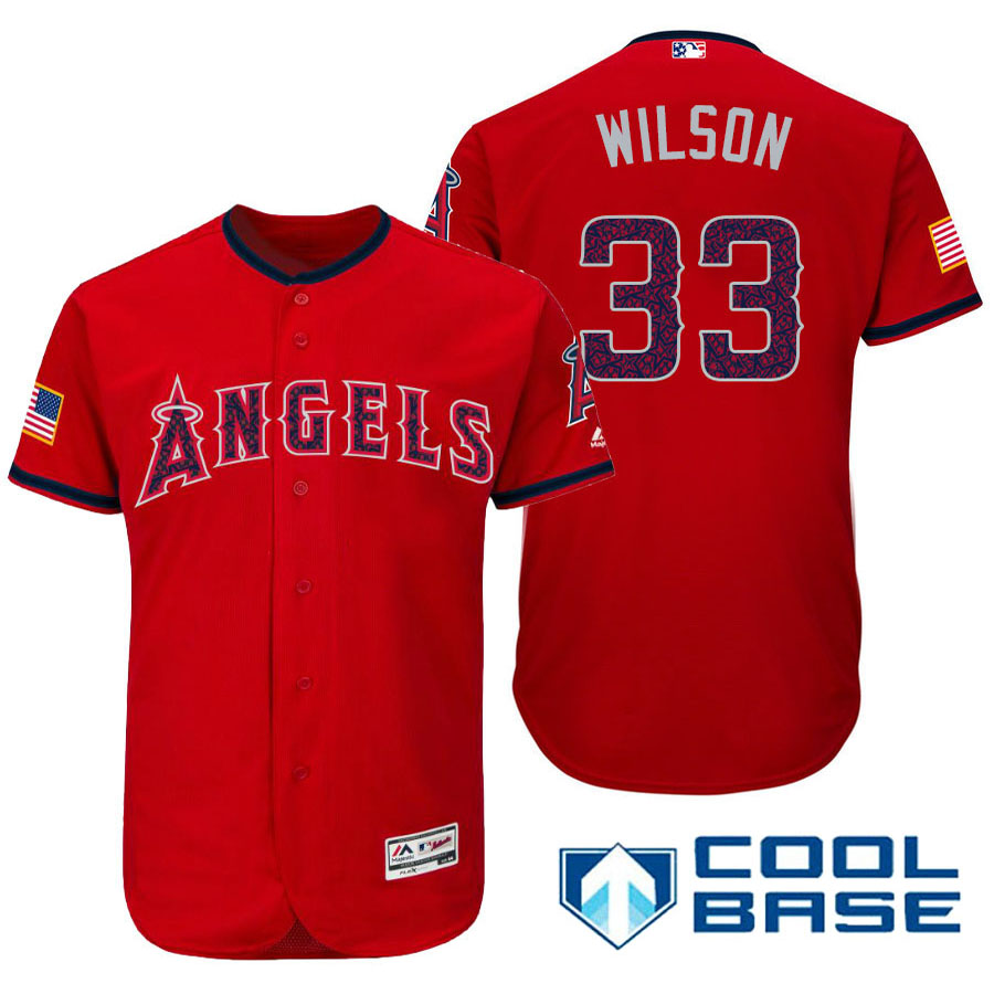 Los Angeles Angels #33 C.J. Wilson Red Stars & Stripes 2016 Independence Day Cool Base Jersey