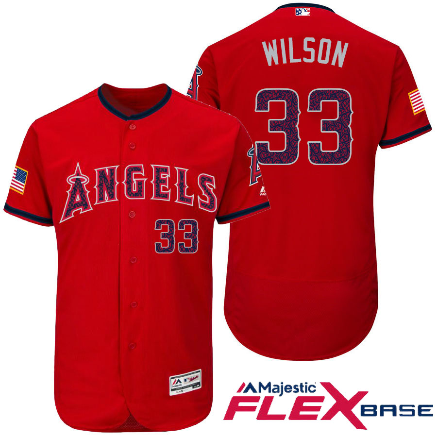 Los Angeles Angels #33 C.J. Wilson Red Stars & Stripes 2016 Independence Day Flex Base Jersey