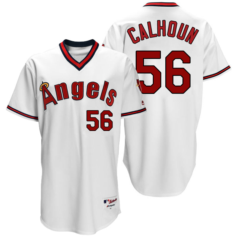 Los Angeles Angels #56 Kole Calhoun White 1970 Turn Back The Clock Throwback Jersey