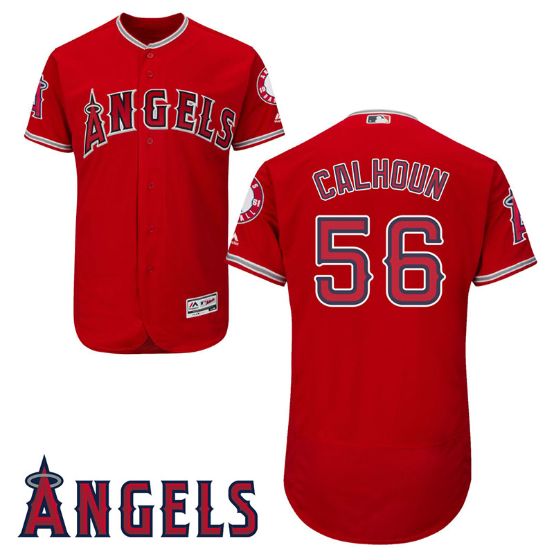 Los Angeles Angels #56 Kole Calhoun Scarlet Alternate Flex Base Jersey