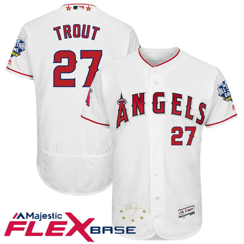 Los Angeles Angels Mike Trout #27 Majestic White 2016 MLB All-Star Game Signature Flex Base Jersey