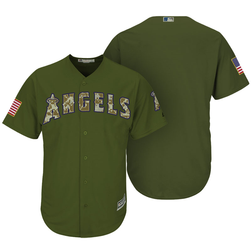 Los Angeles Angels of Anaheim Camo Olive Salute Official Cool Base Team Jersey