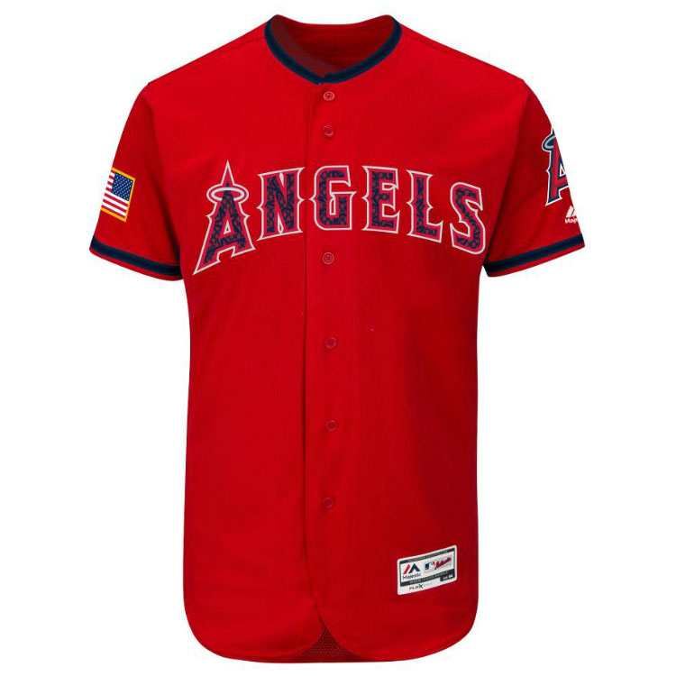 Los Angeles Angels of Anaheim Majestic Red 2016 Independence Day Stars & Stripes Flex Base Team Jersey