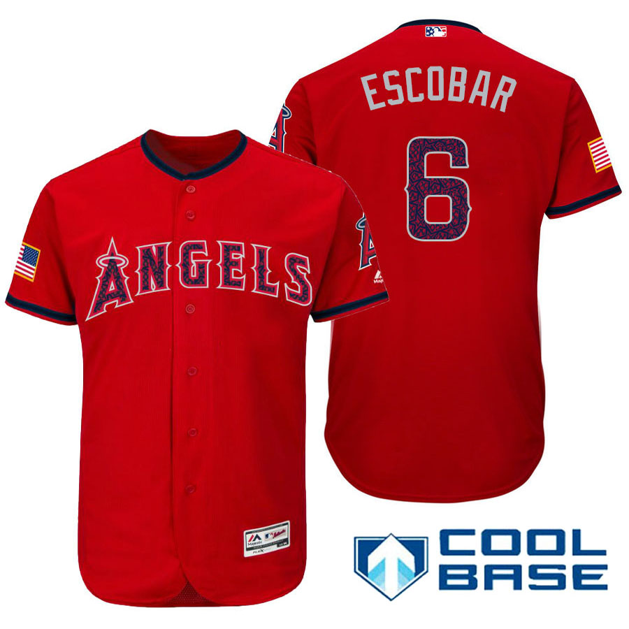 Los Angeles Angels #6 Yunel Escobar Red Stars & Stripes 2016 Independence Day Cool Base Jersey