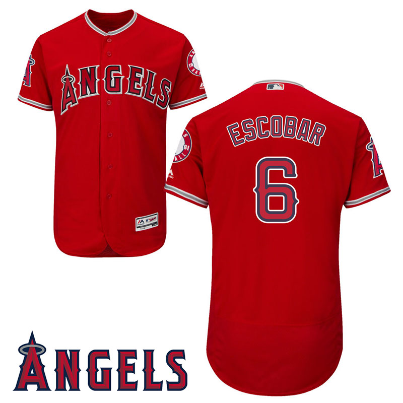 Los Angeles Angels #6 Yunel Escobar Scarlet Alternate Flex Base Jersey