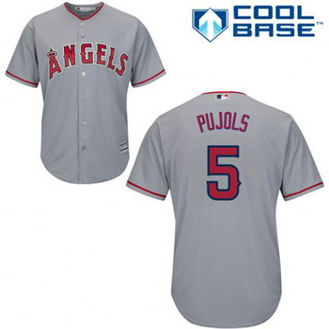 Los Angeles Angles #5 Albert Pujols Gray Official Cool Base Jersey