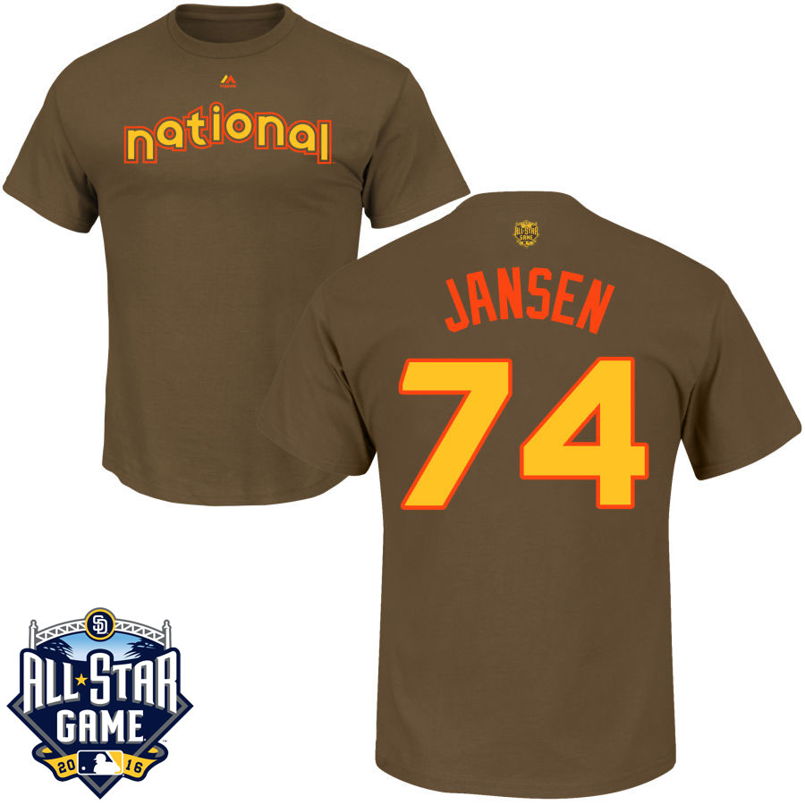 Los Angeles Dodgers Kenley Jansen #74 Brown 2016 MLB All-Star Game National League Name & Number T-Shirt