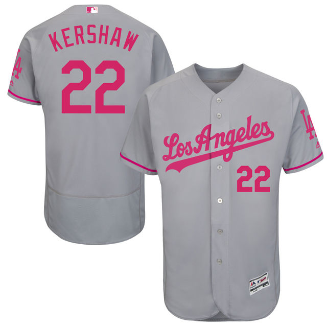 L.A. Dodgers #22 Clayton Kershaw Gray Road 2016 Mother's Day Flex Base Jersey