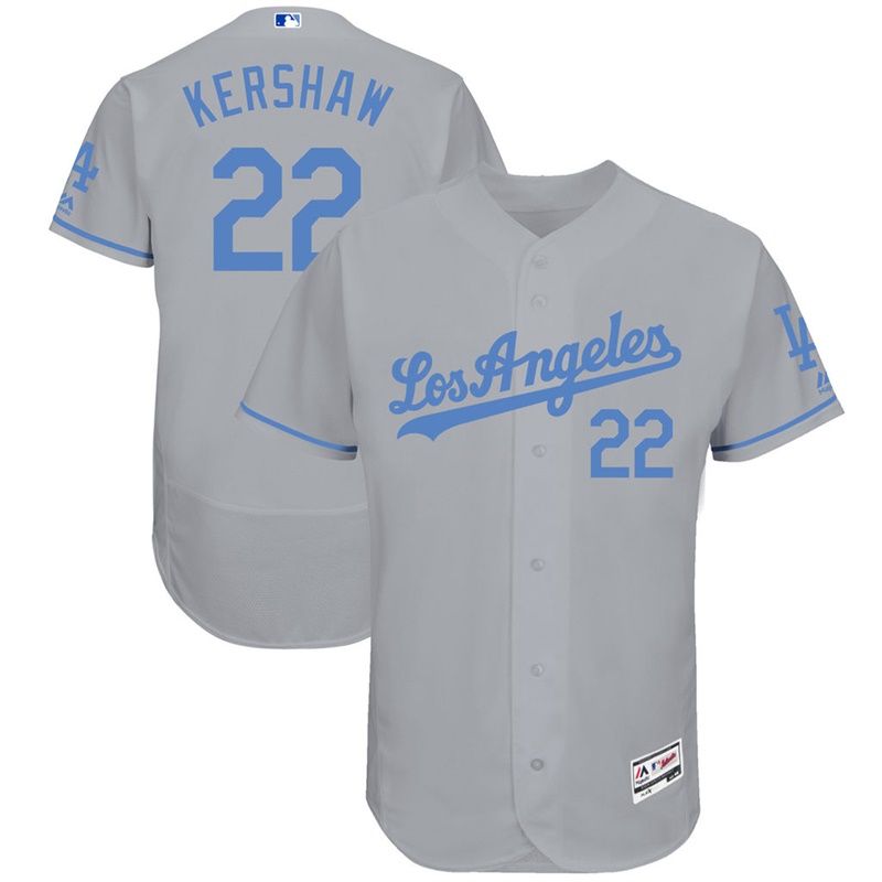 Clayton Kershaw #22 Men Los Angeles Dodgers 2017 Father's Day Gray Flex Base Jersey