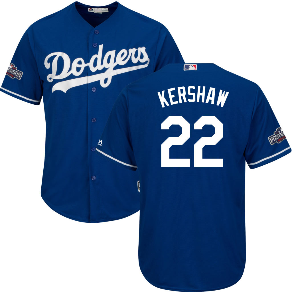 Los Angeles Dodgers Clayton Kershaw #22 NL West Division Champions Royal 2016 Postseason Patch Cool Base Jersey