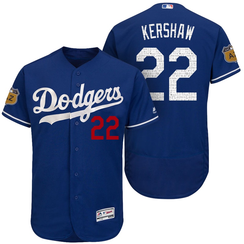 Los Angeles Dodgers Clayton Kershaw #22 Royal 2017 Spring Training Cactus League Patch Authentic Collection Flex Base Jersey