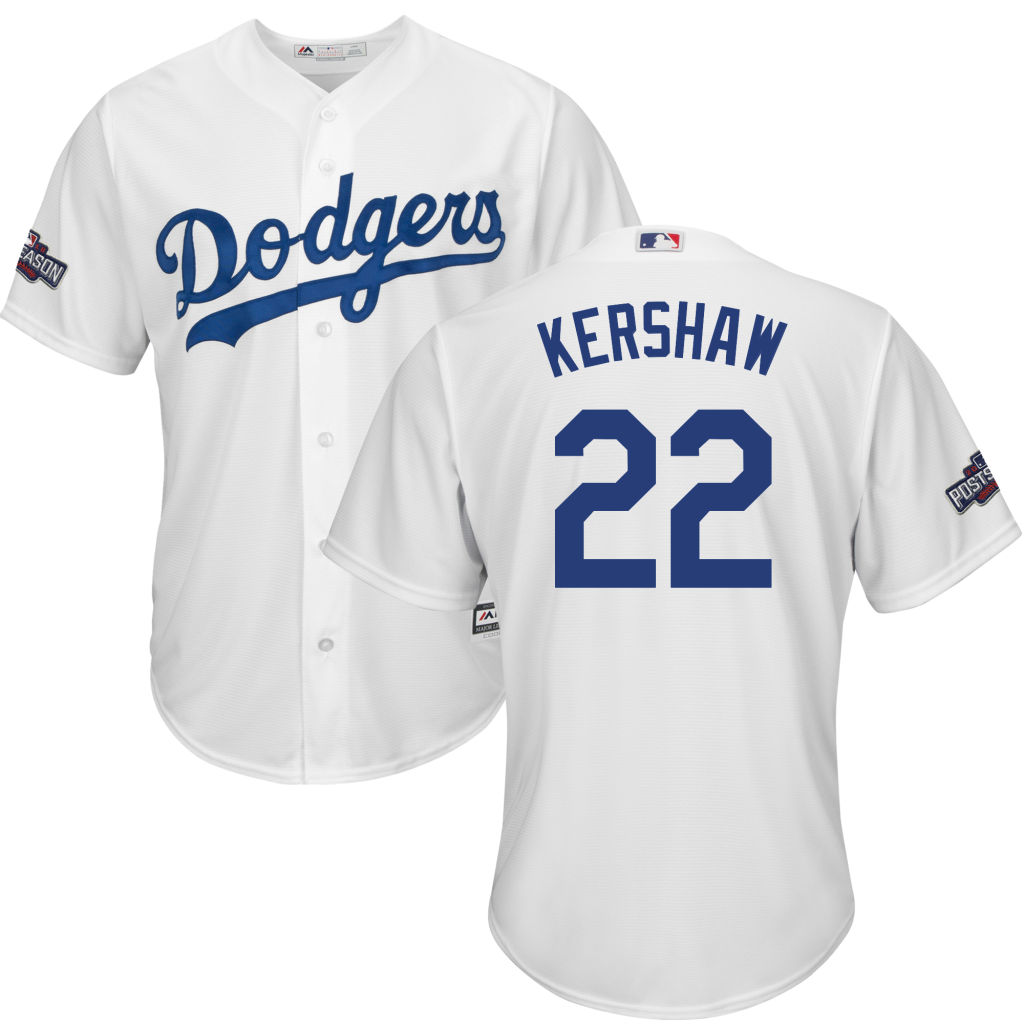 Los Angeles Dodgers Clayton Kershaw #22 NL West Division Champions White 2016 Postseason Patch Cool Base Jersey