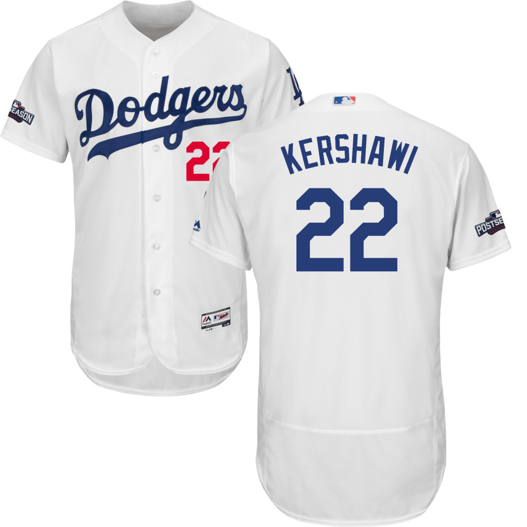 Los Angeles Dodgers Clayton Kershaw #22 NL West Champions White 2016 Postseason Patch Flex Base Jersey