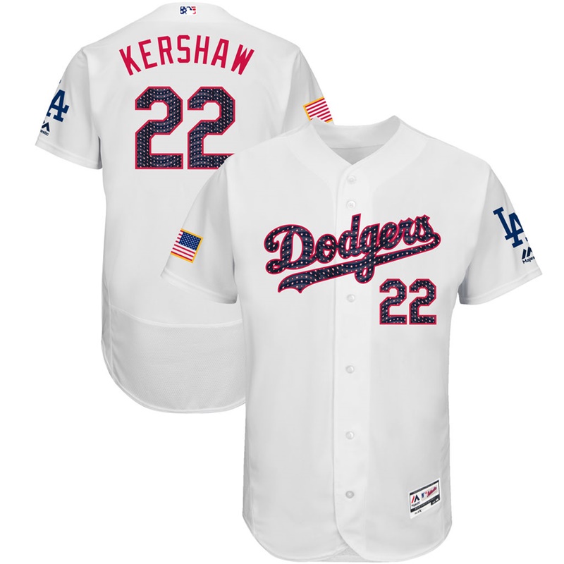 Clayton Kershaw #22 Los Angeles Dodgers 2017 Stars & Stripes Independence Day White Flex Base Jersey - Men