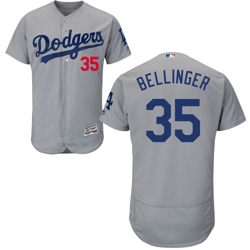 Men Los Angeles Dodgers Cody Bellinger #35 Gray Alternate Road Flex Base Jersey