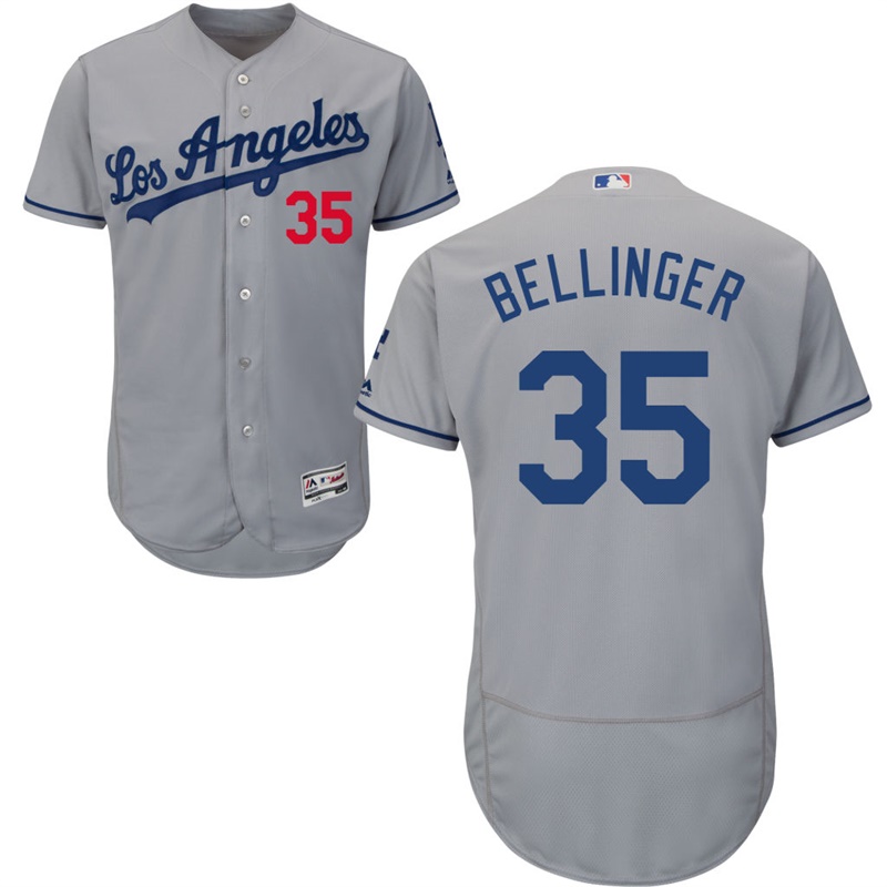 Men Los Angeles Dodgers Cody Bellinger #35 Gray Road Flex Base Jersey