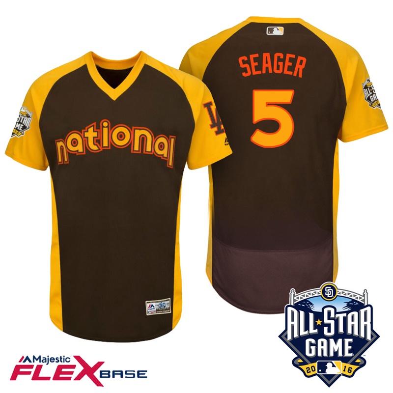 2016 MLB All-Star National Los Angeles Dodgers Corey Seager #5 Brown Home Run Derby Flex Base Jersey