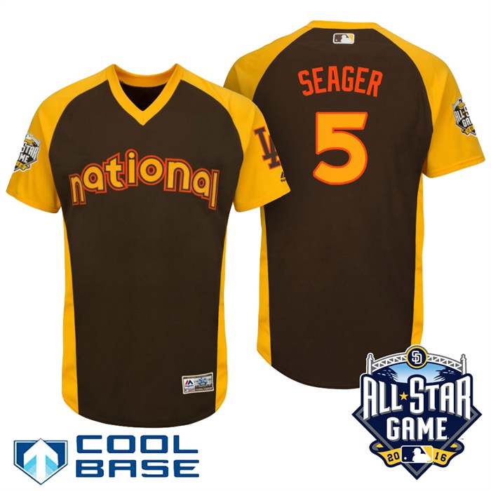 2016 MLB All-Star National Los Angeles Dodgers Corey Seager #5 Brown Home Run Derby Cool Base Jersey