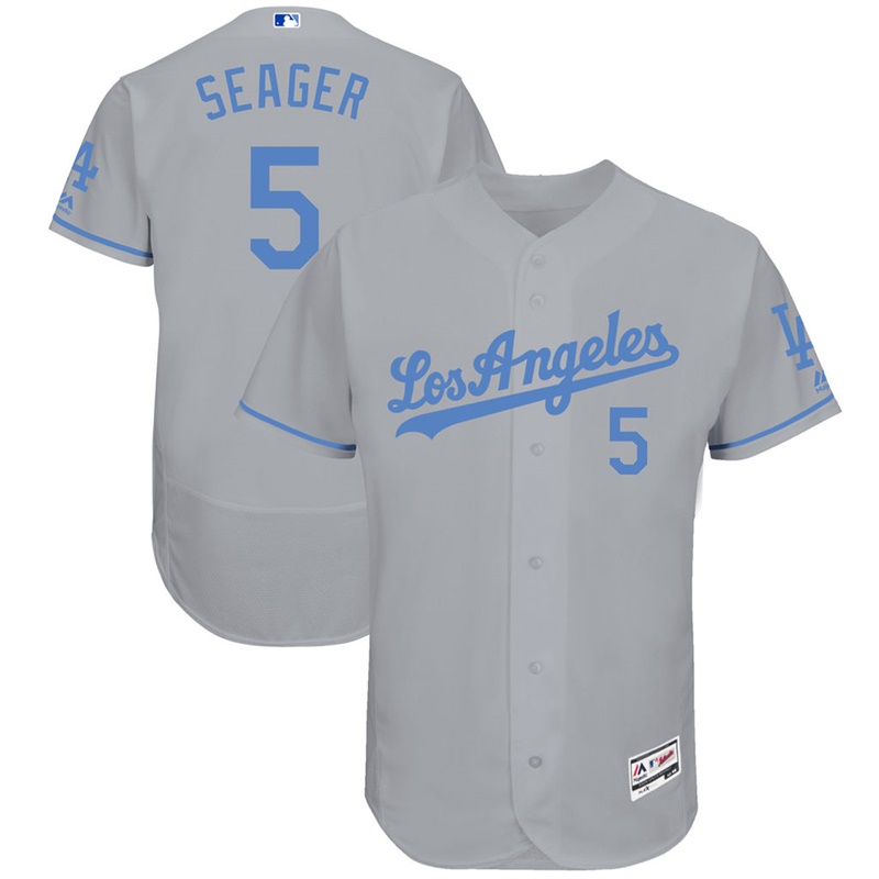 Corey Seager #5 Men Los Angeles Dodgers 2017 Father's Day Gray Flex Base Jersey