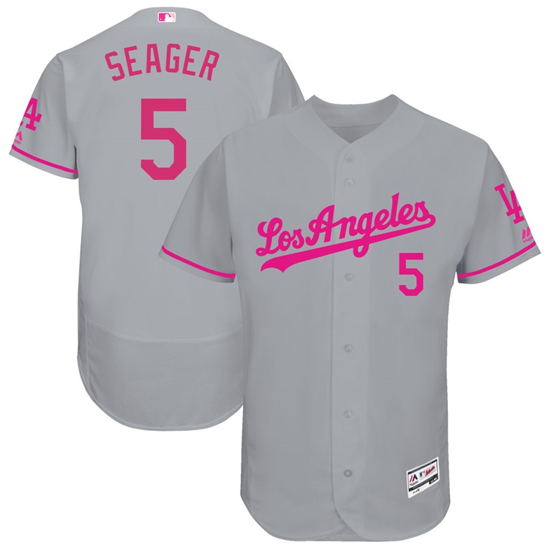 Corey Seager #5 Men Los Angeles Dodgers 2017 Mother's Day Gray Flex Base Jersey