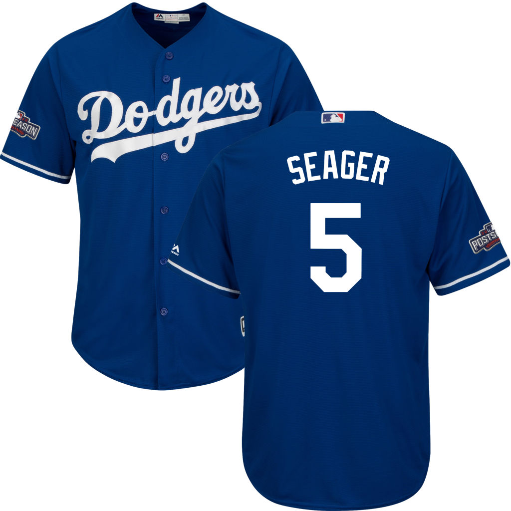 Los Angeles Dodgers Corey Seager #5 NL West Division Champions Royal 2016 Postseason Patch Cool Base Jersey