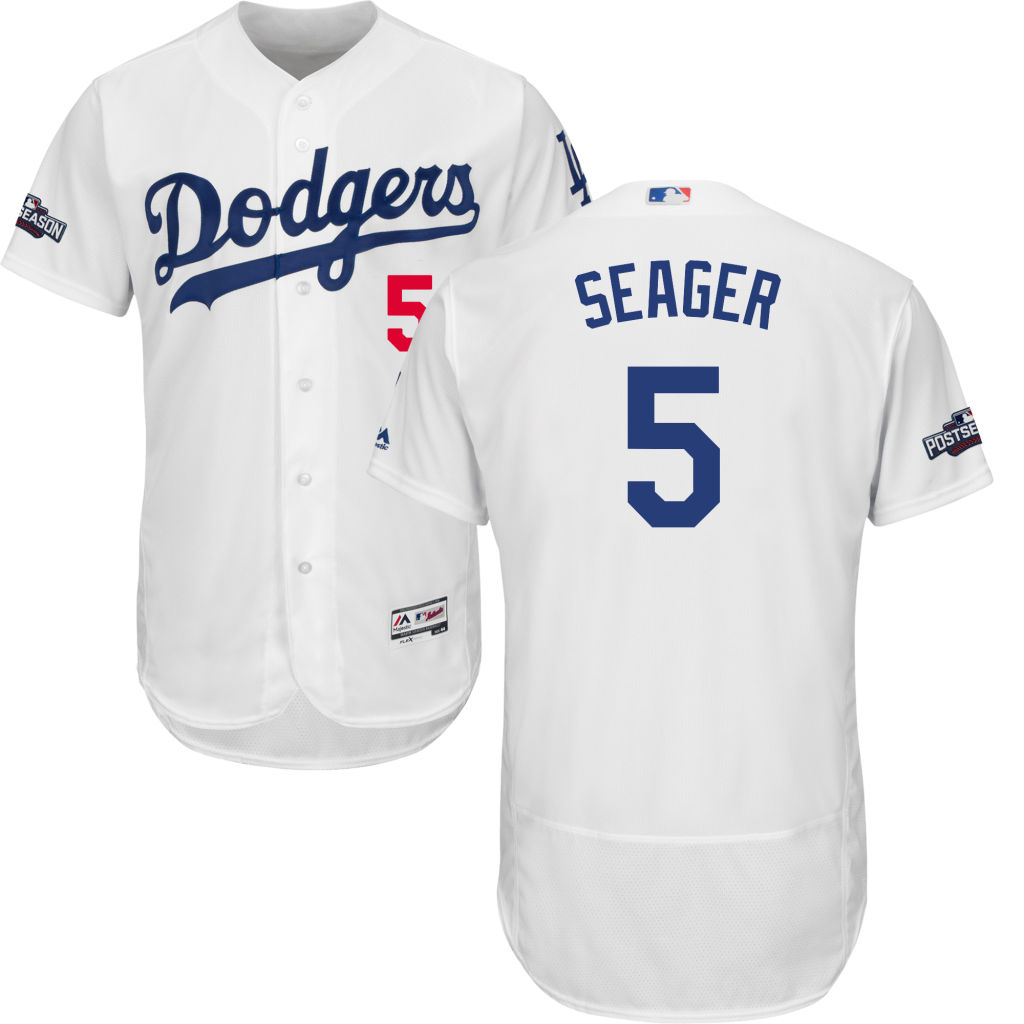 Los Angeles Dodgers Corey Seager #5 NL West Champions White 2016 Postseason Patch Flex Base Jersey