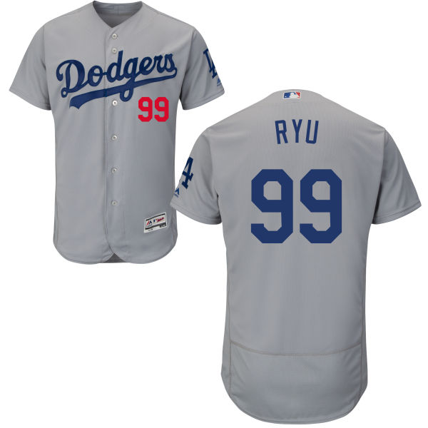 Los Angeles Dodgers #99 Hyun-Jin Ryu Gray Flexbase Authentic Collection Jersey