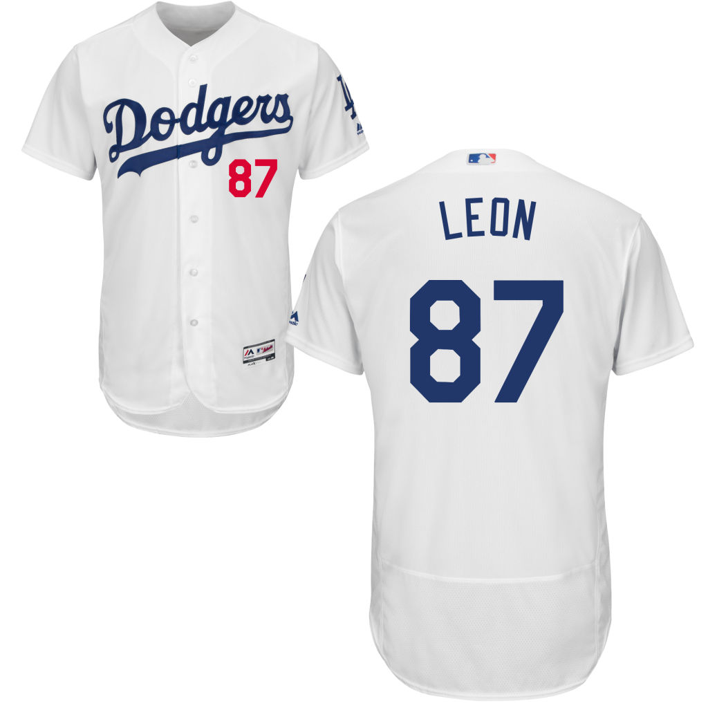 Los Angeles Dodgers Jose De Leon #87 Home White Authentic Collection Flex Base Jersey